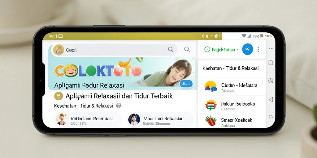 Tampilan antarmuka COLOKTOTO dengan fitur Tidur & Relaksasi yang menarik.