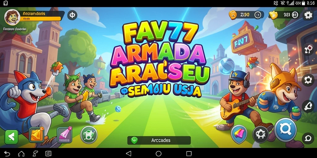 Tampilan antarmuka FAV77 yang menarik dan intuitif untuk permainan Arcade.