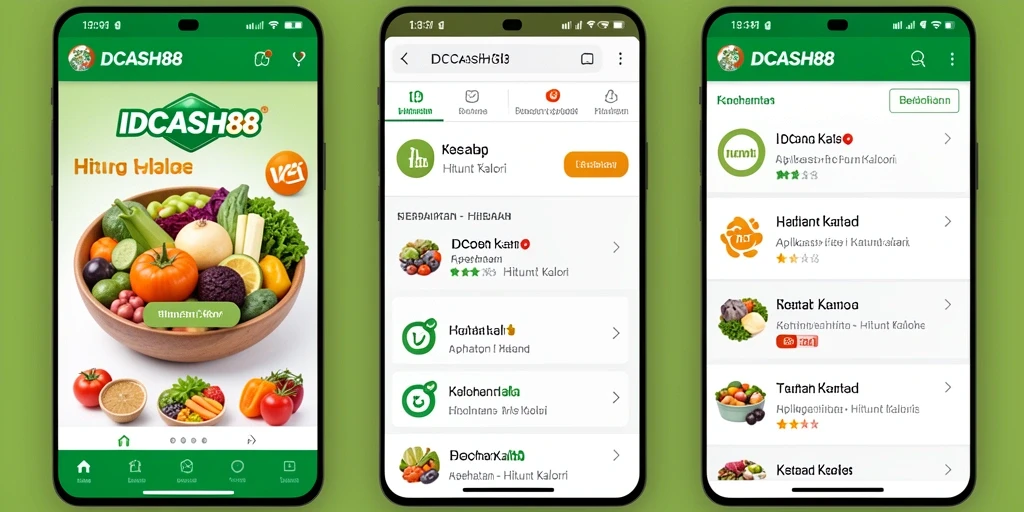 Tampilan antarmuka aplikasi Hitung Kalori IDCASH88 yang modern dan menarik.