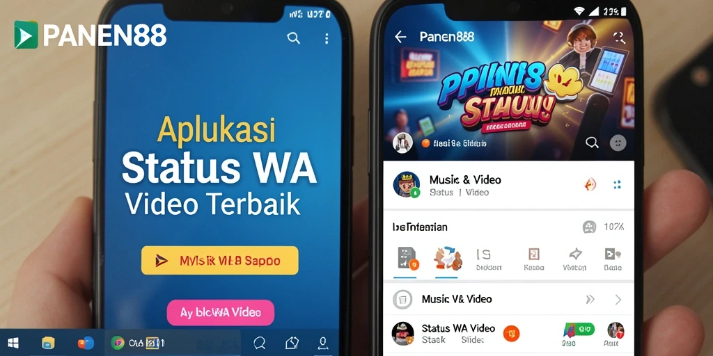 Antarmuka aplikasi PANEN88 yang intuitif untuk memilih video status.