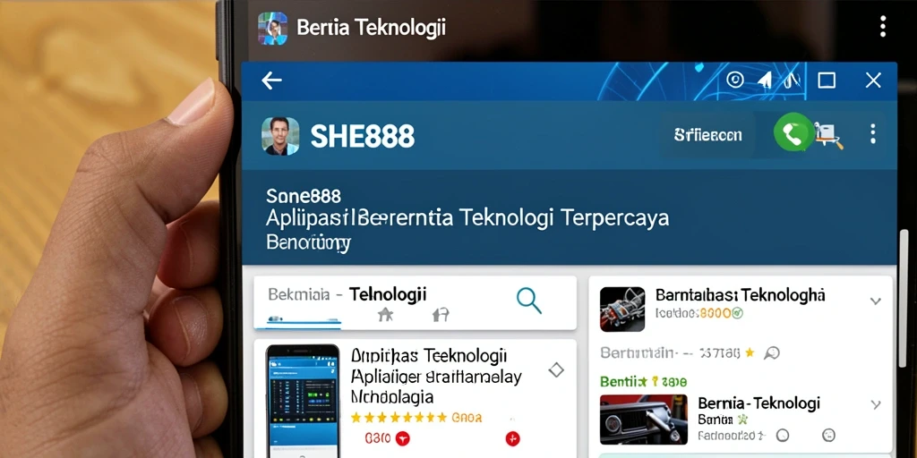 Antarmuka SHE888 yang menampilkan berita-berita teknologi terbaru.