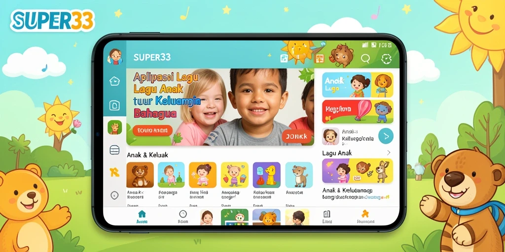 Antarmuka menarik dengan berbagai lagu anak.